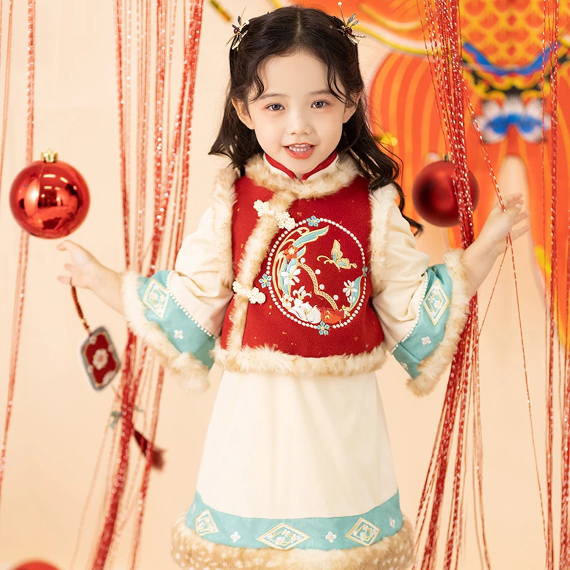 【秋冬清仓】鹿鸣-拜年服 汉服女童改良旗袍国学古装 秋冬新款