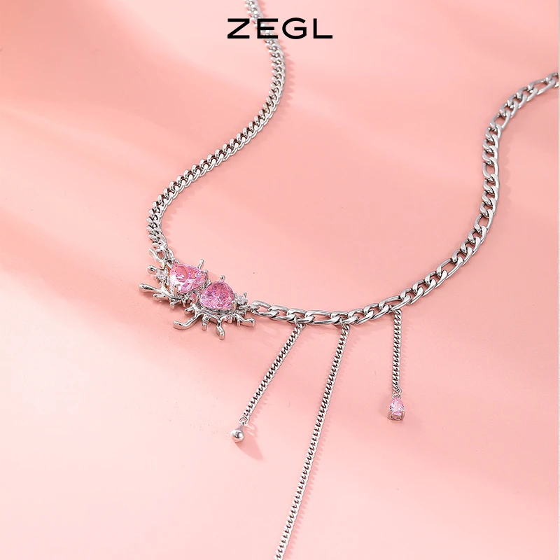 【福袋随机发以收到实物为准】粉色爱心流苏长链