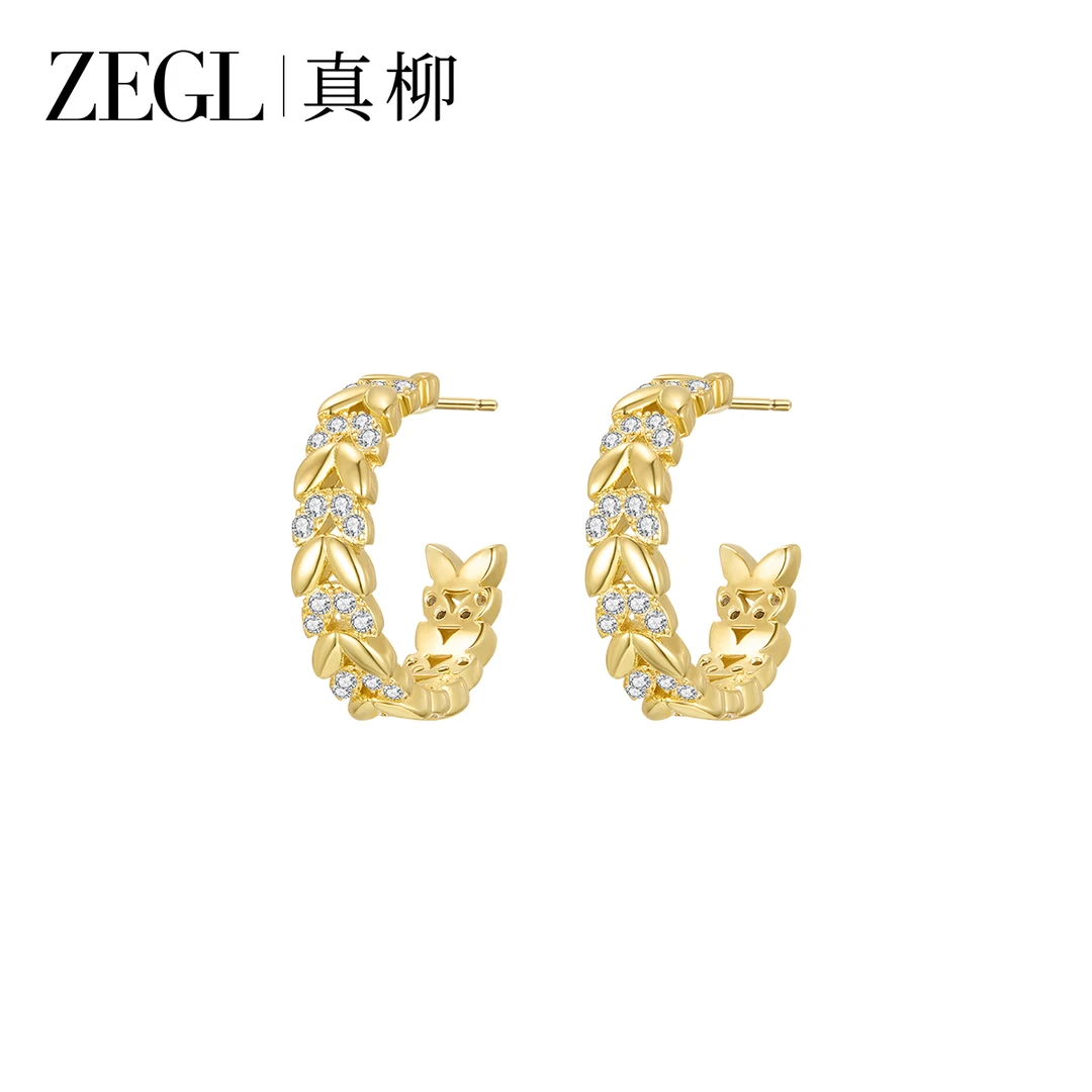 ZEGL 铜合金耳饰 真柳极简金属耳环圈圈耳钉轻奢秋冬金色耳饰爆款