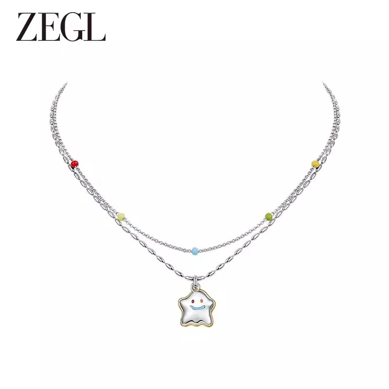 ZEGL 合金项链 设计师笑脸乐园系列彩色串珠叠戴项链女夏日多巴胺