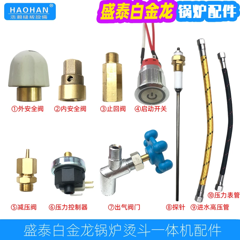 盛泰白金龙ST9N蒸汽锅炉配件启动开关止回阀排气安全阀探针压力管