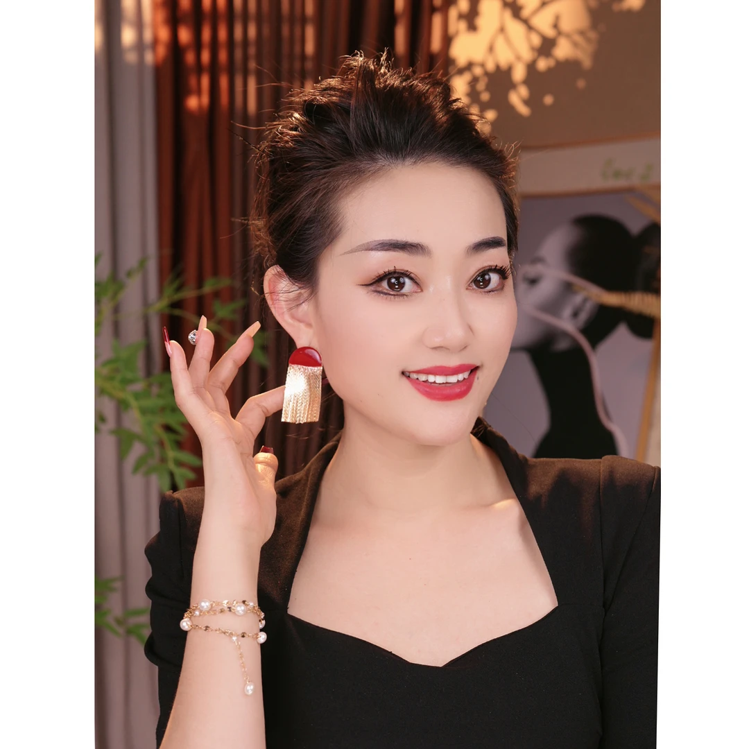 铜合金耳饰 925银针【时尚巴黎】春夏小众时尚奢华百搭耳环E3094