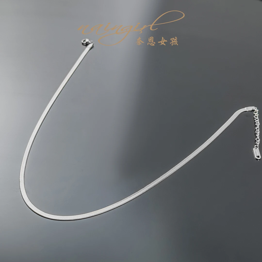 钛钢项链 X3015银色时尚简约百搭素款叠搭项链