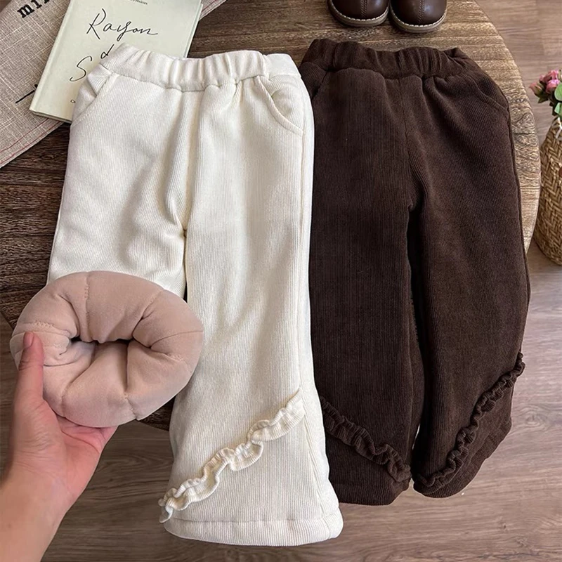 女童加绒裤子秋冬款儿童棉裤冬季加厚打底裤女宝宝冬装一条过冬