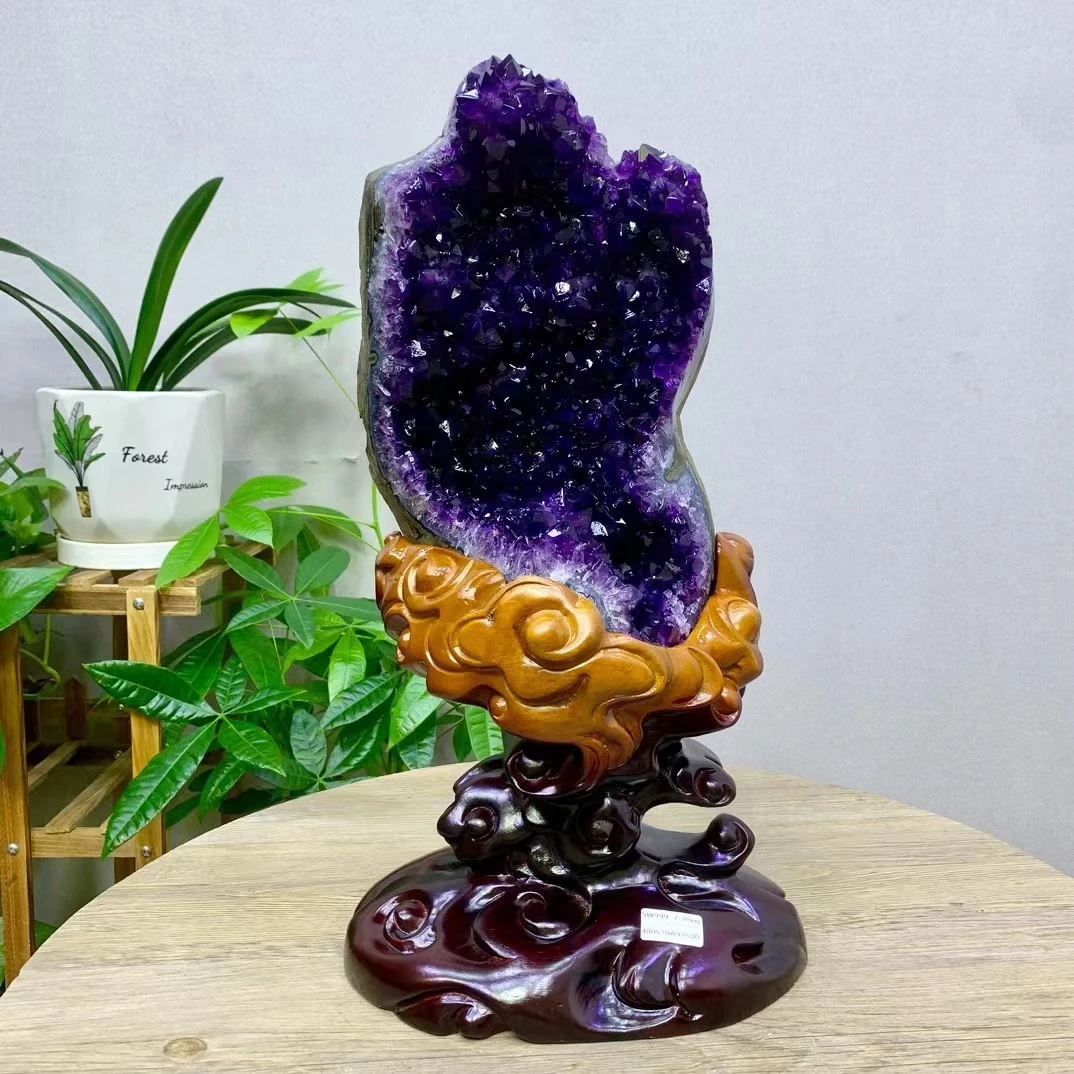 天然紫水晶摆件紫水晶摆件时尚紫色精雕乔迁送礼水晶洞精美紫晶簇