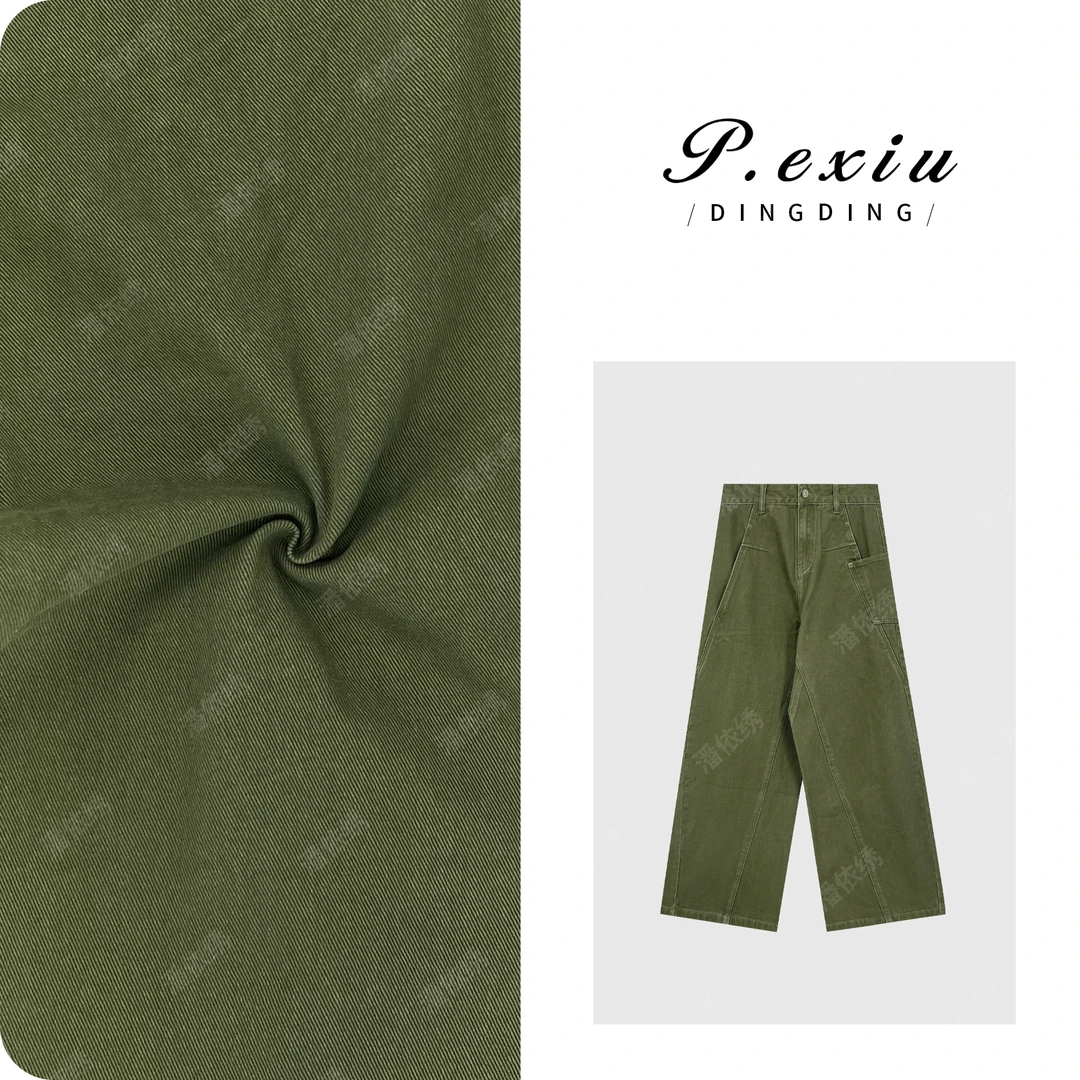 100%棉不对称设计口袋工装风高阶牛仔裤D6725