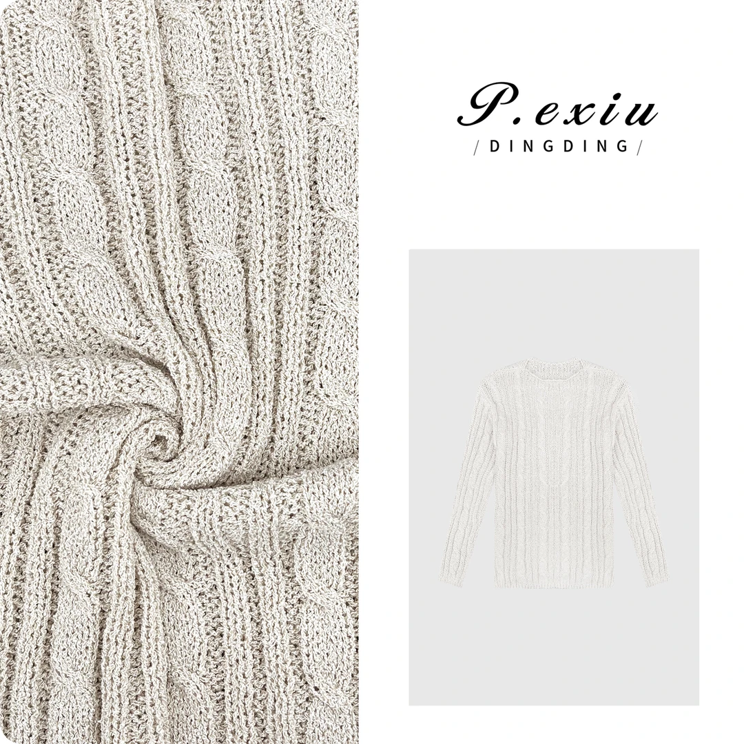 PanYiXiu/潘依绣温柔慵懒风麻花圆领套头针织毛衣 L2381