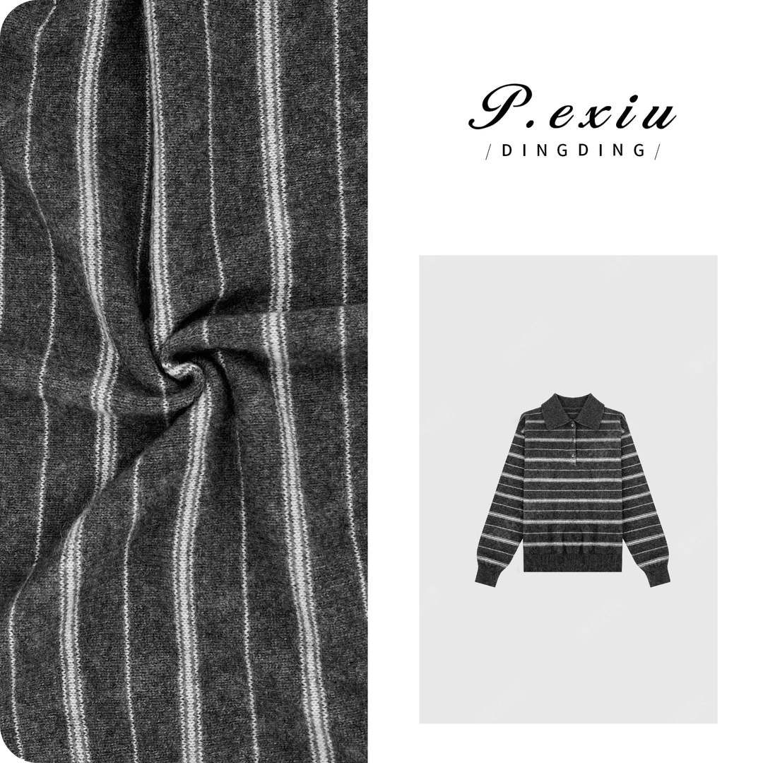 【纪念日】耗牛绒羊毛学院风条纹polo领针织上衣 ZZ0702