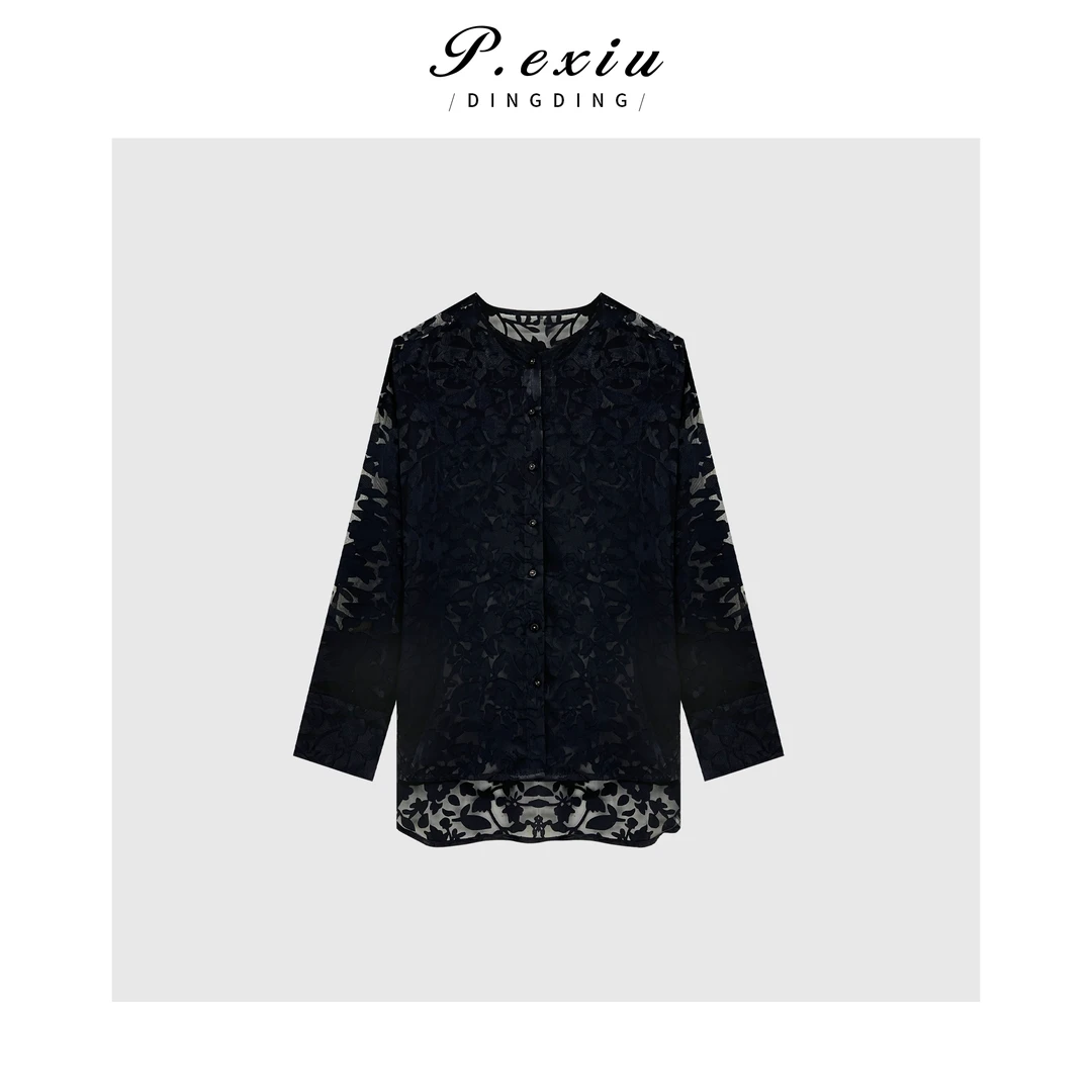 人丝贴布工艺高级感气质长袖衬衫 W-62248