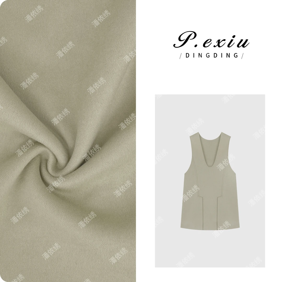 PanYiXiu/潘依绣羊毛立体剪裁U领简约气质背心连衣裙 ZX24091