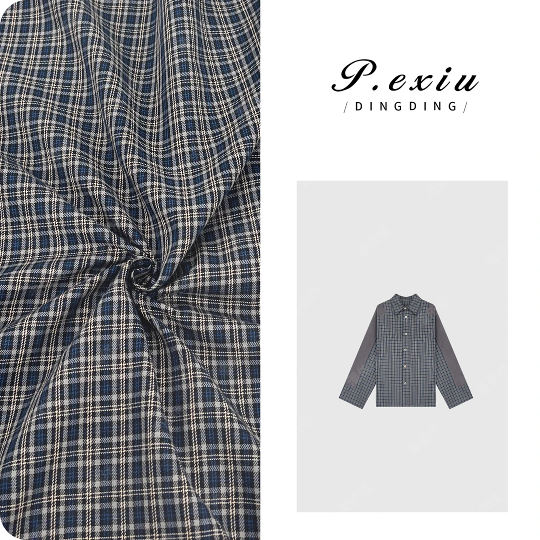 PanYiXiu/潘依绣100%棉复古格纹贴布拼接长袖衬衫 WH00232