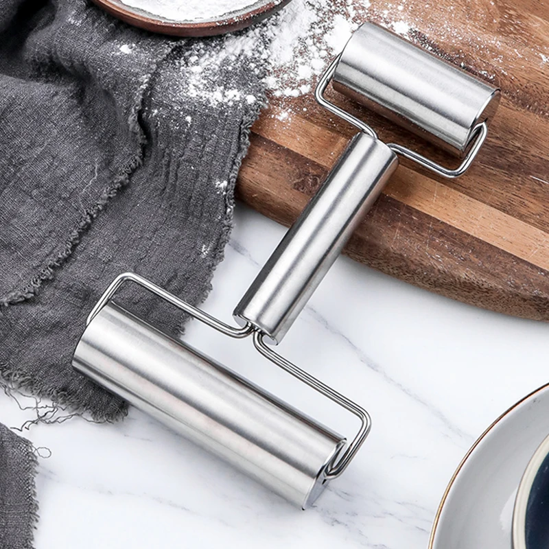 不锈钢擀面杖榉木滚轮滚筒饺子皮用压面皮烘焙双头擀面神器擀面棍