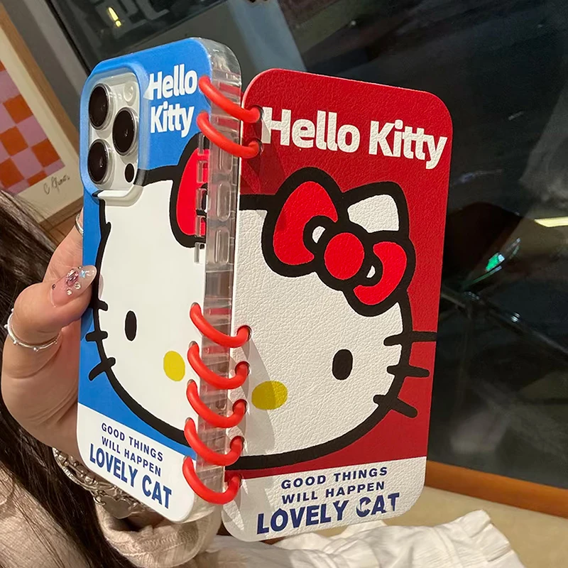 笔记本造型翻盖支架双拼撞色猫咪适用于苹果16promax手机壳15套