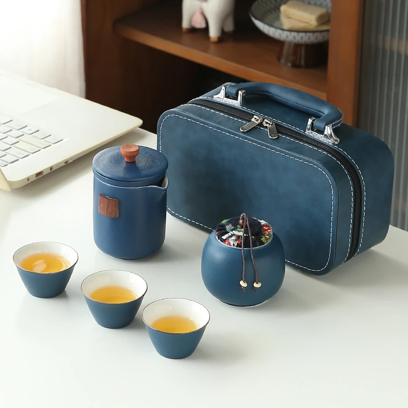 宋丰旅行茶具套装黑陶粗陶收纳包便携随身简约功夫泡茶器户外旅游