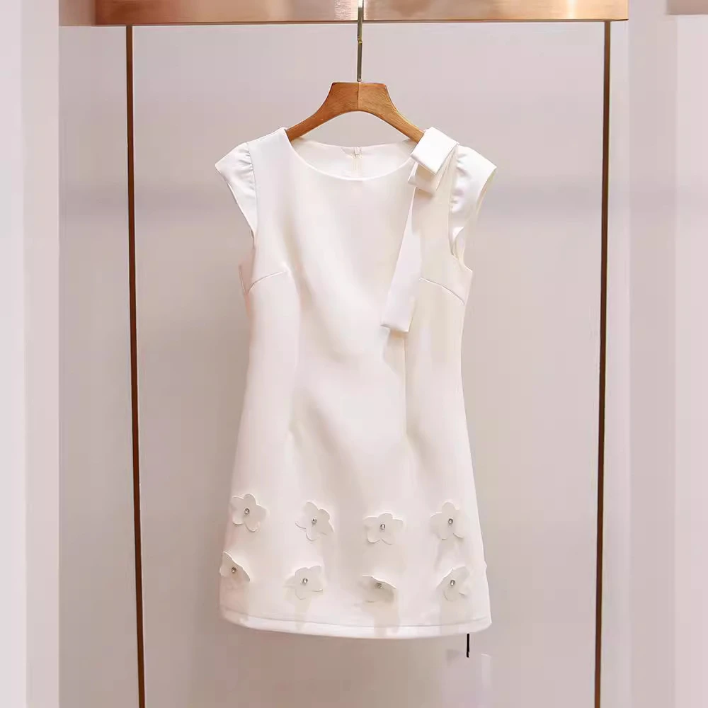 现货】深圳南油高端女装2024新款赫本风无袖修身气质中长款连衣裙