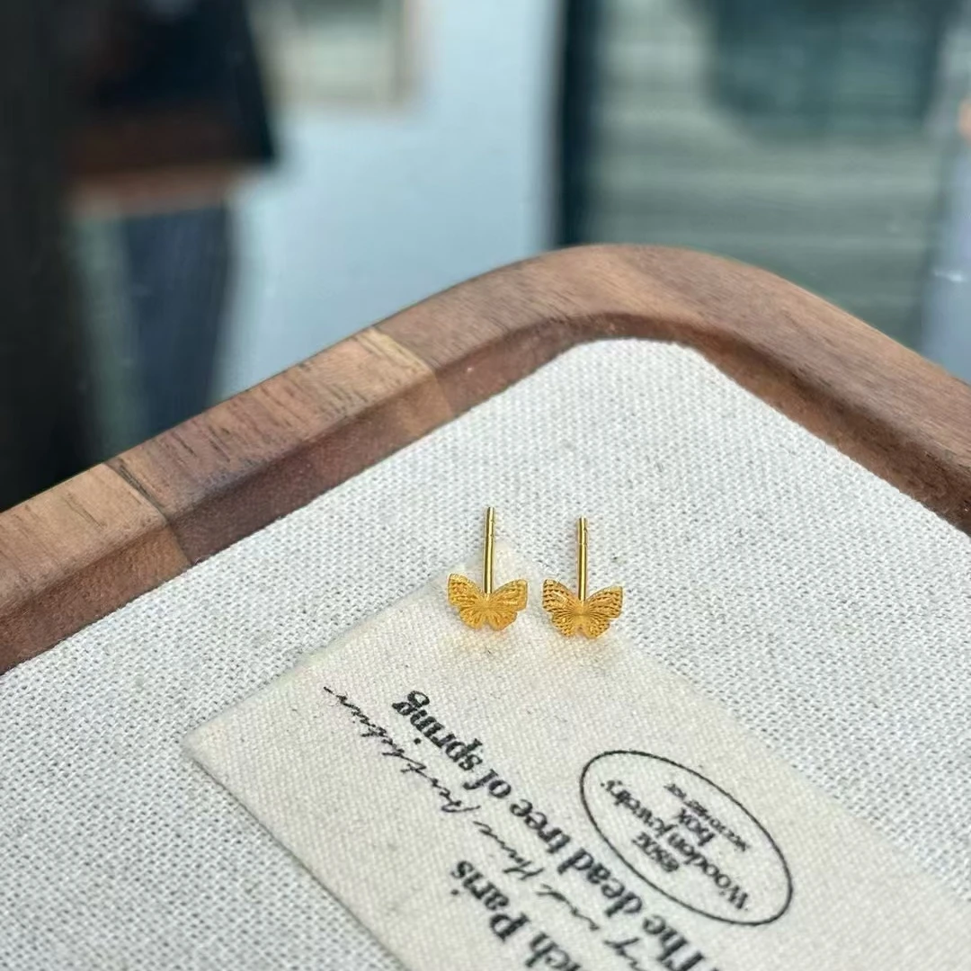 【亿诺黄金】5G精工足金999蝴蝶耳钉