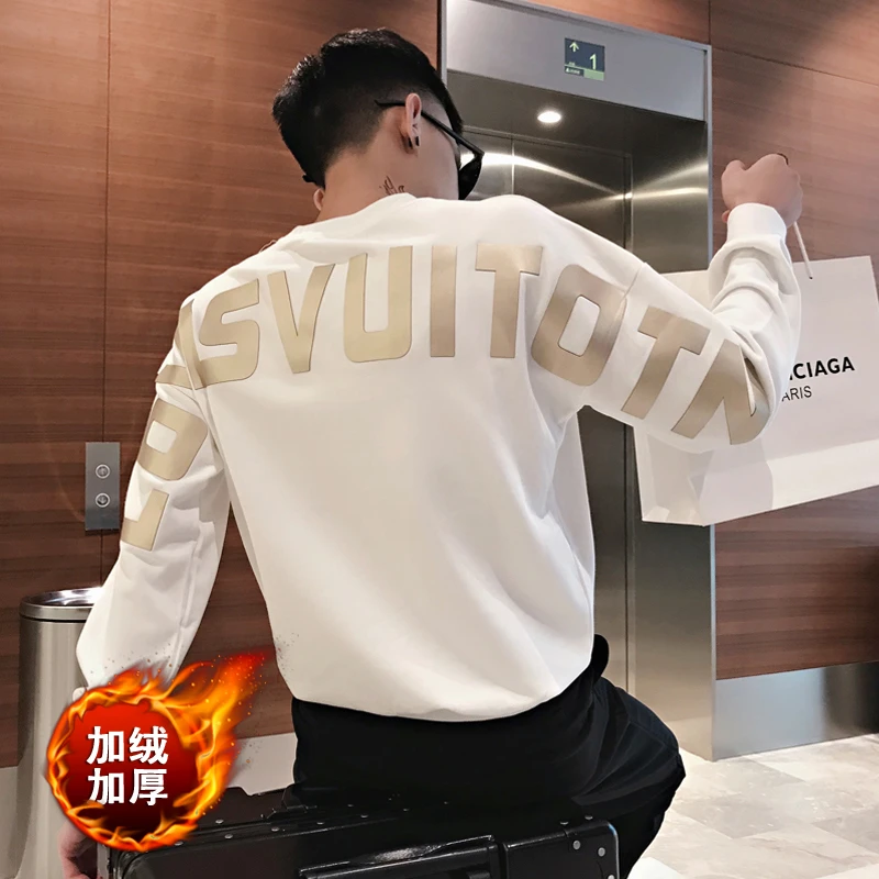 精神小伙卫衣男2023秋冬季网红潮牌韩版长袖痞帅潮流修身加绒上衣