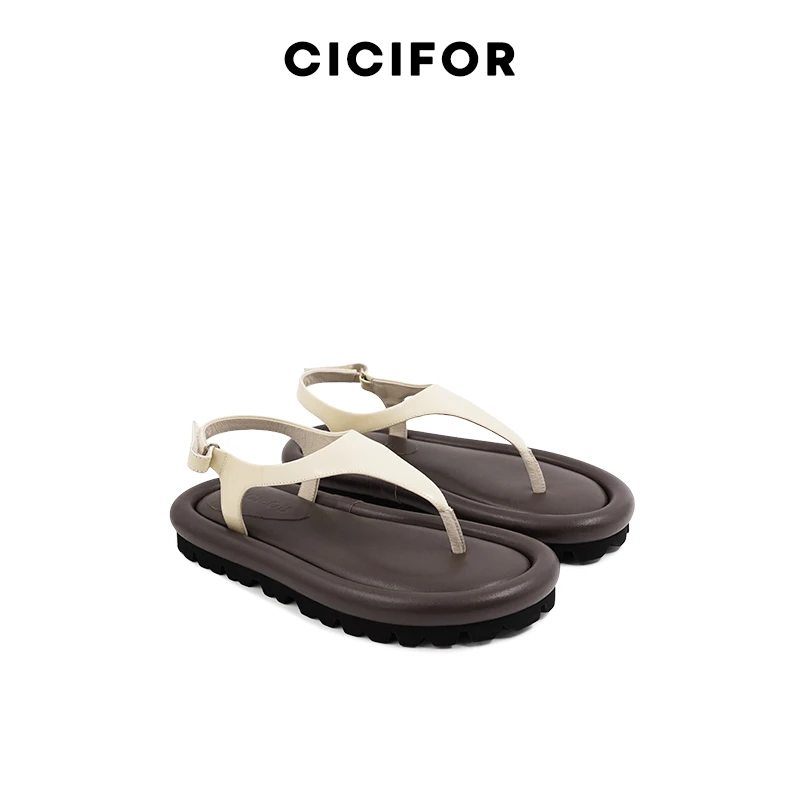 CICIFOR夜曲夹脚拖鞋 拼色超柔软鞋底平底夹脚拖鞋凉鞋  摩卡色