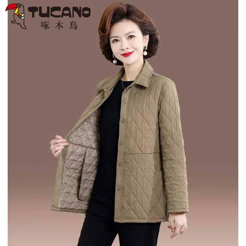 轻薄款小棉衣外套女士秋冬小棉袄2023冬季新款中老年妈妈夹棉上衣