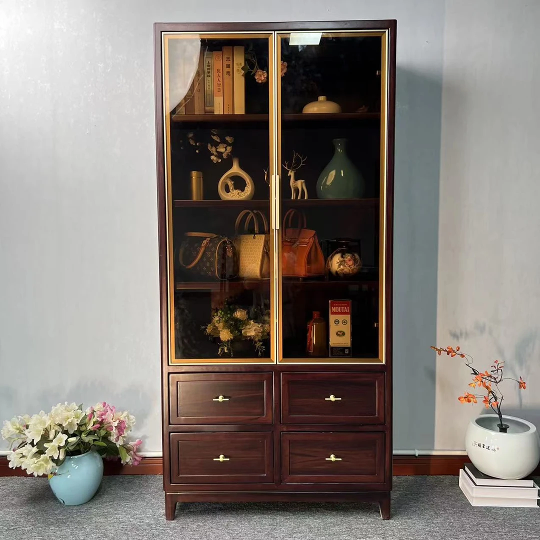 中式榫卯餐厅书柜衣柜双门酒柜带抽屉190高储物柜