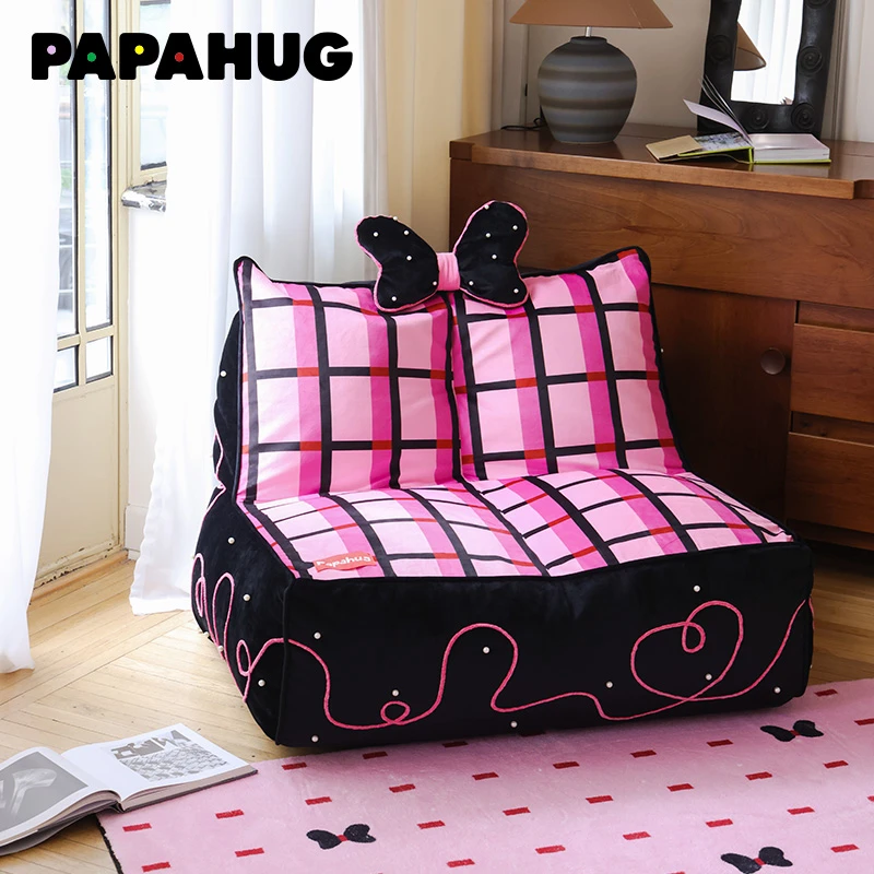 PAPAHUG 蝴蝶结单人沙发单人椅卧室沙发榻榻米豆袋沙发懒人沙发