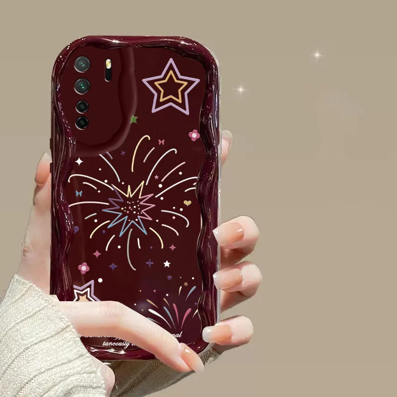适用于【华为nova7se】奶油纹烟花星星全包镜头保护手机壳网红
