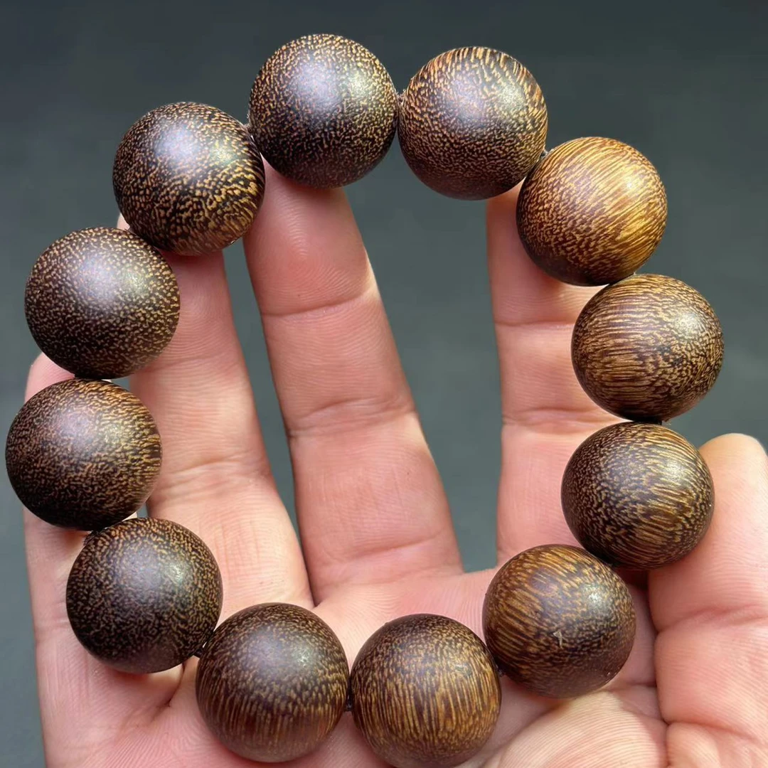 A62印度老山檀黑肉满结油卡2.0单圈手串