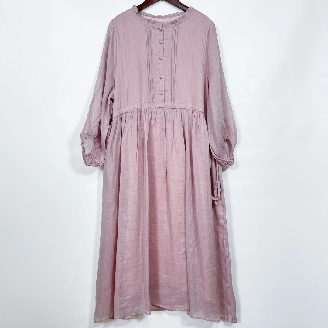 【川原·麻推荐】新款苎麻长袖连衣裙