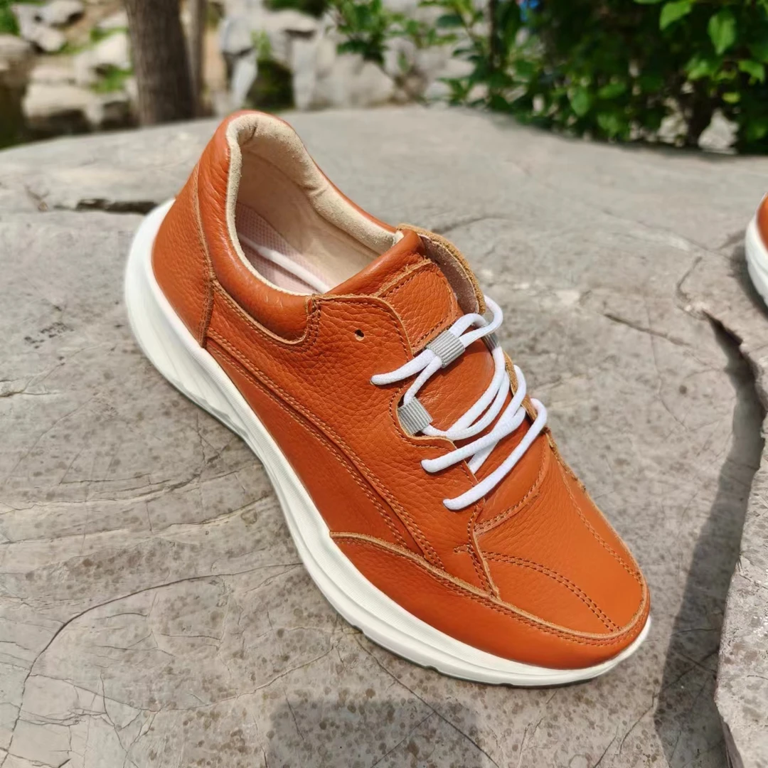 39.9真皮牛皮休闲舒适头层牛皮跑步运动女鞋百搭不臭脚软底软面