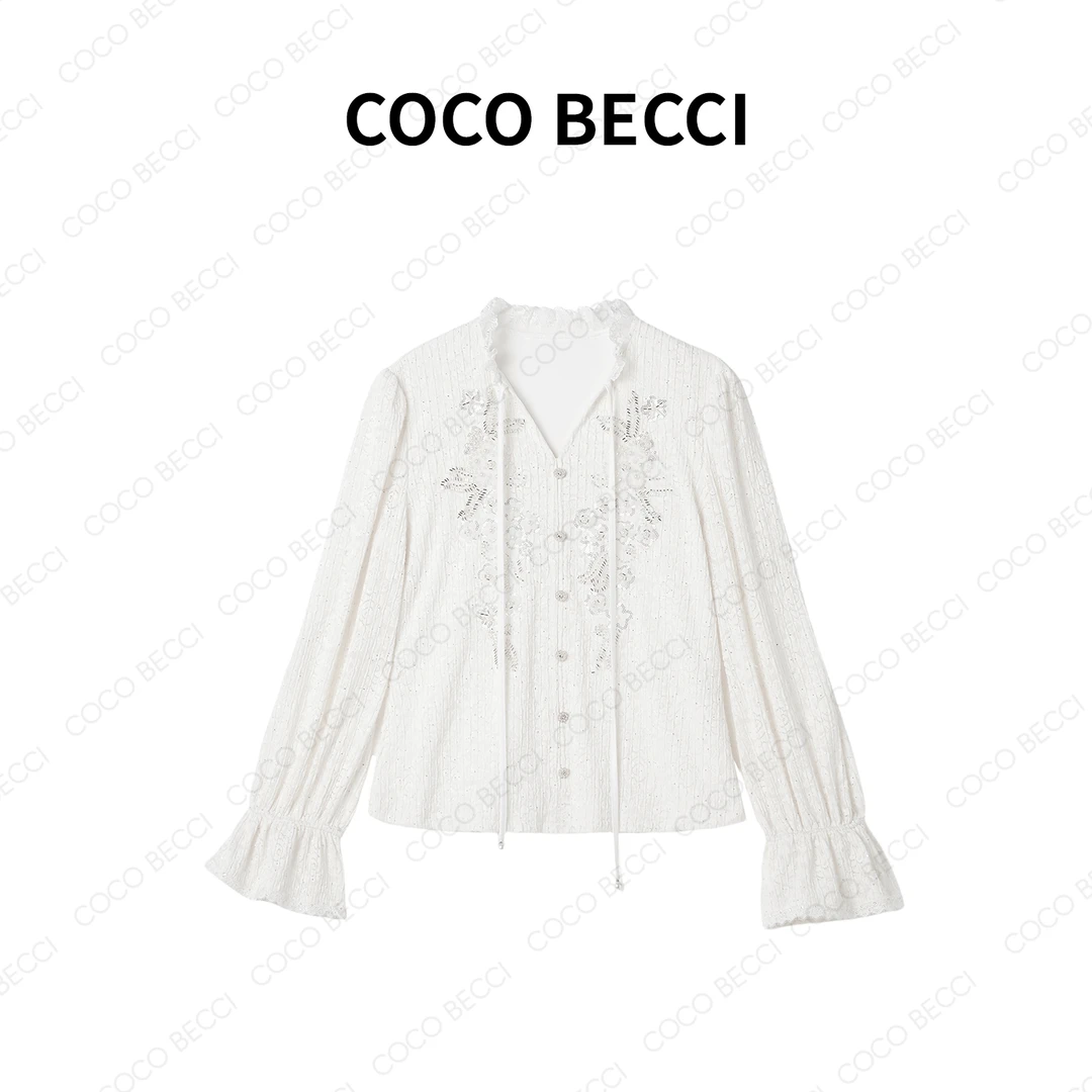 丫头baby【蕾丝女王】COCO BECCI时尚蕾丝钩花上衣YT24JA11J074