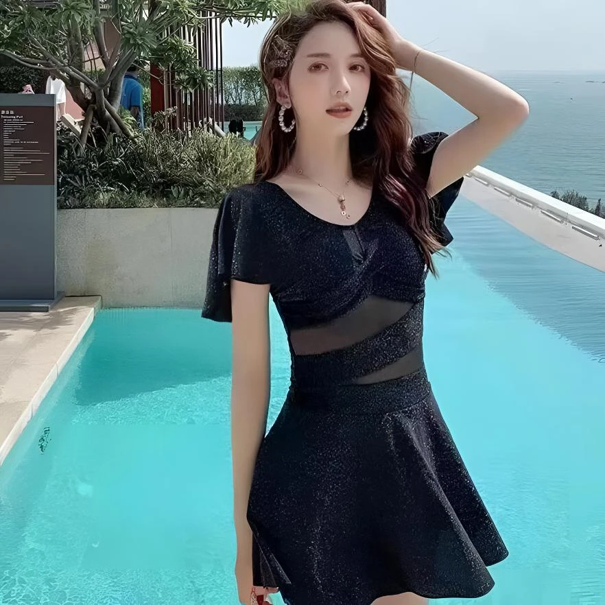 星空游泳衣女2024新款爆款时尚显瘦遮肚保守防走光女士连体泳衣装