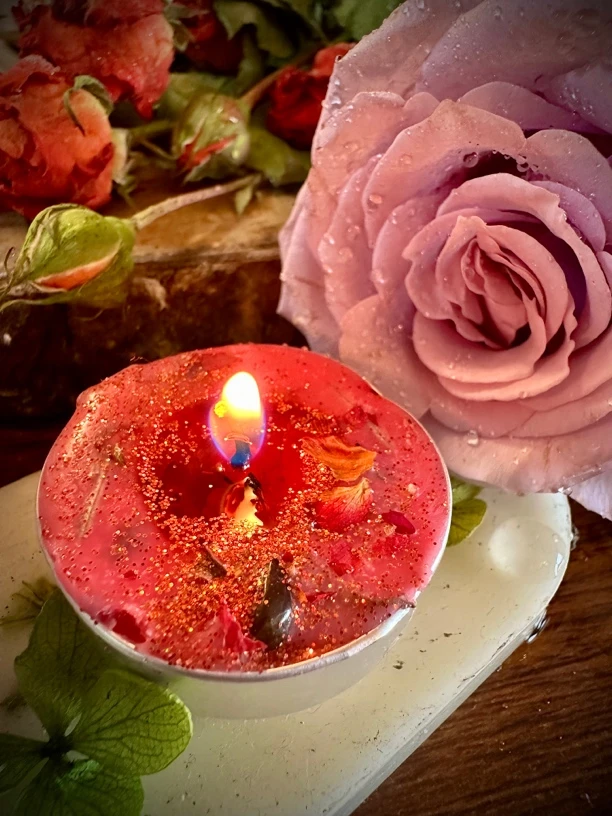 红爱恋love花草晶晶蜡烛（两个）