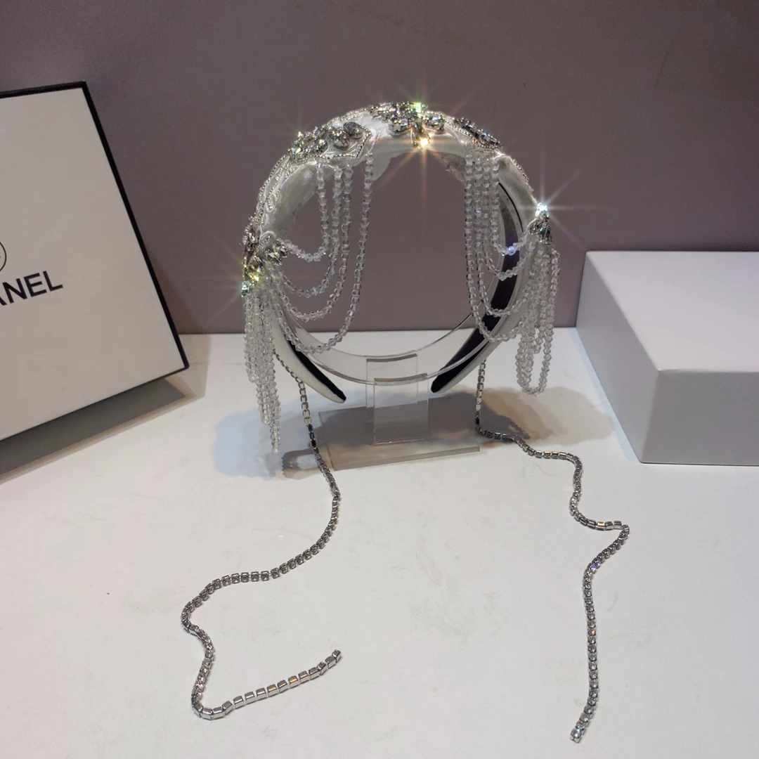 2024现款流苏发饰轻奢气质百搭显脸小发箍宽边时髦法式复古头箍女