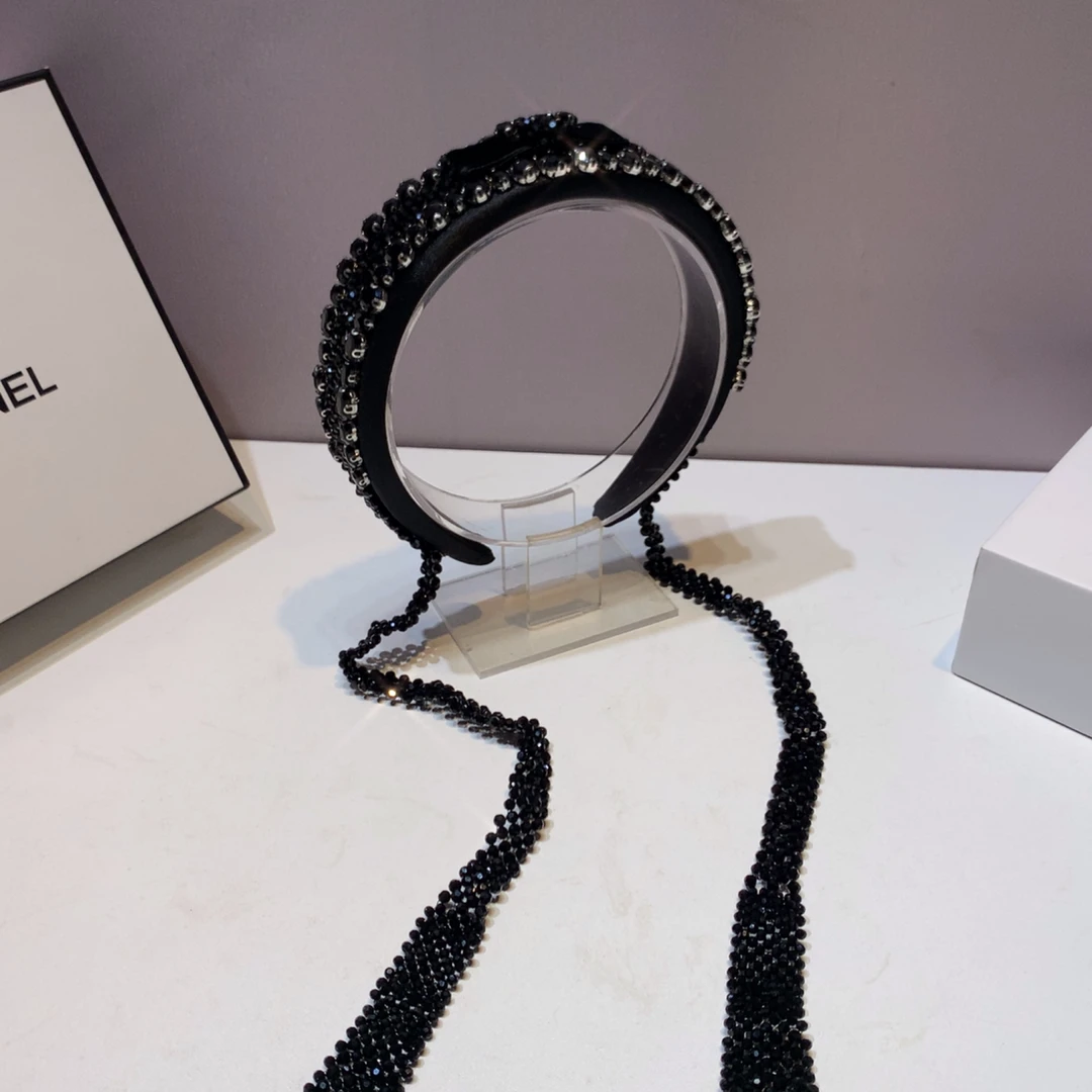 韩国手工水晶串珠流苏发箍2023新品蝴蝶结气质百搭小香风轻奢发饰