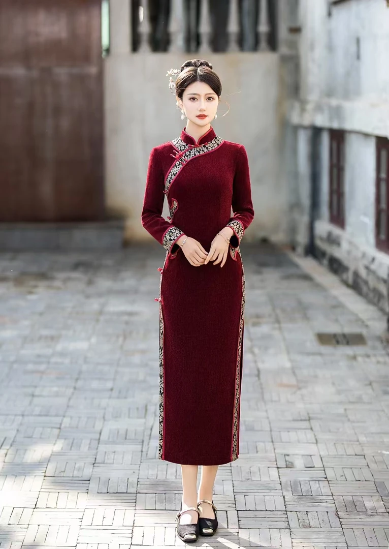 洵美 冬款保暖日常气质显瘦文艺优雅复古旗袍