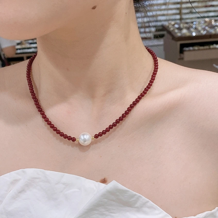 铜合金仿珍珠项链 爆款 安可拉红色项链  时尚气质百搭锁骨项链