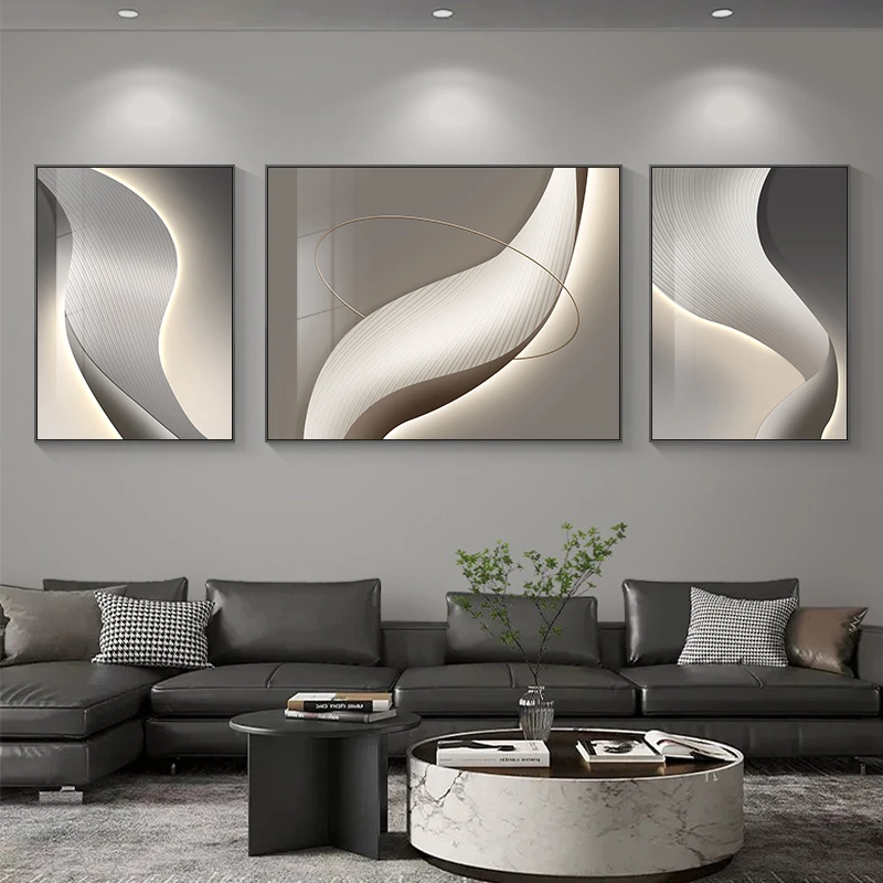 现代轻奢客厅背景墙挂画简约沙发背景墙装饰画高级感时尚设计壁画