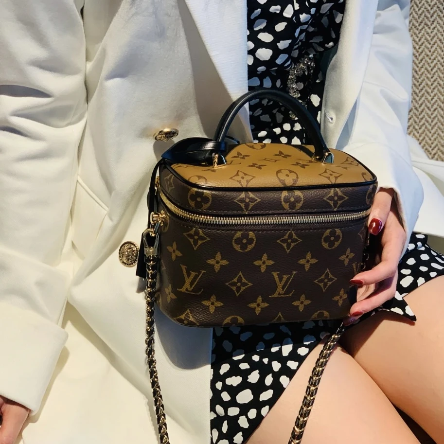 99新 LouisVuitton/路易威登 拼色化妆包 手提单肩包/公价无/严选