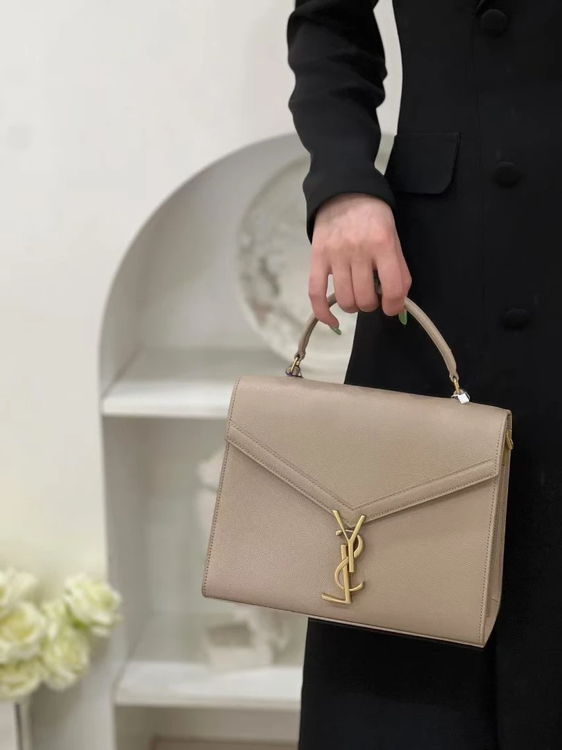 99新 YSL/圣罗兰 cassandra手提中号奶茶色/甄选