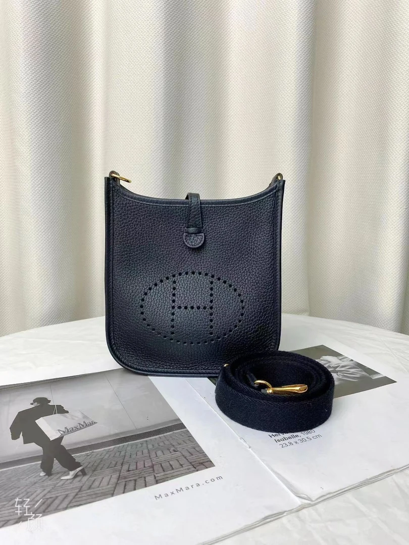 99新 Hermes/爱马仕 爱马仕伊芙琳mini黑金手拎包/无公价/严选