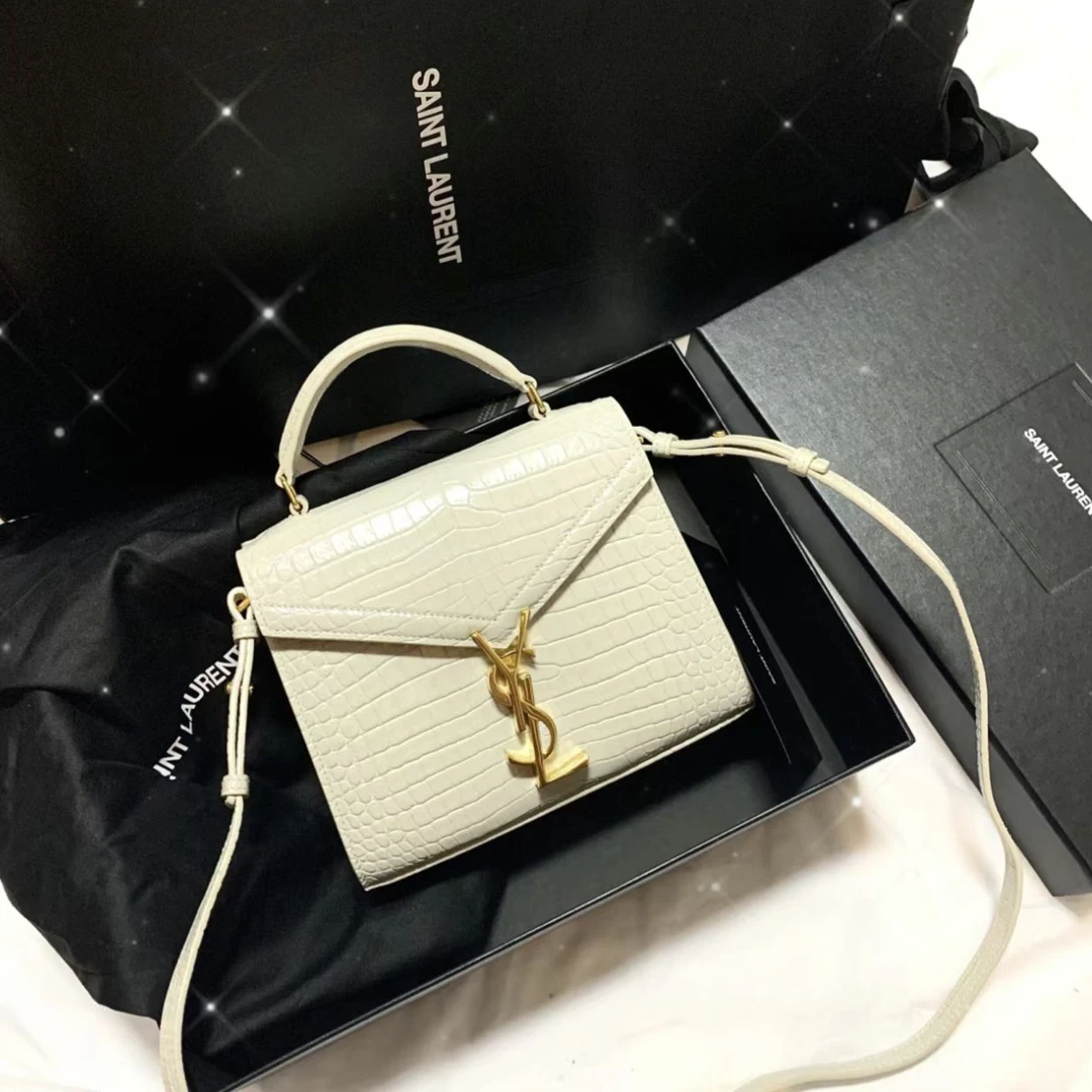 99新 YSL/圣罗兰 cassandra手提小号白金鳄压包/甄选