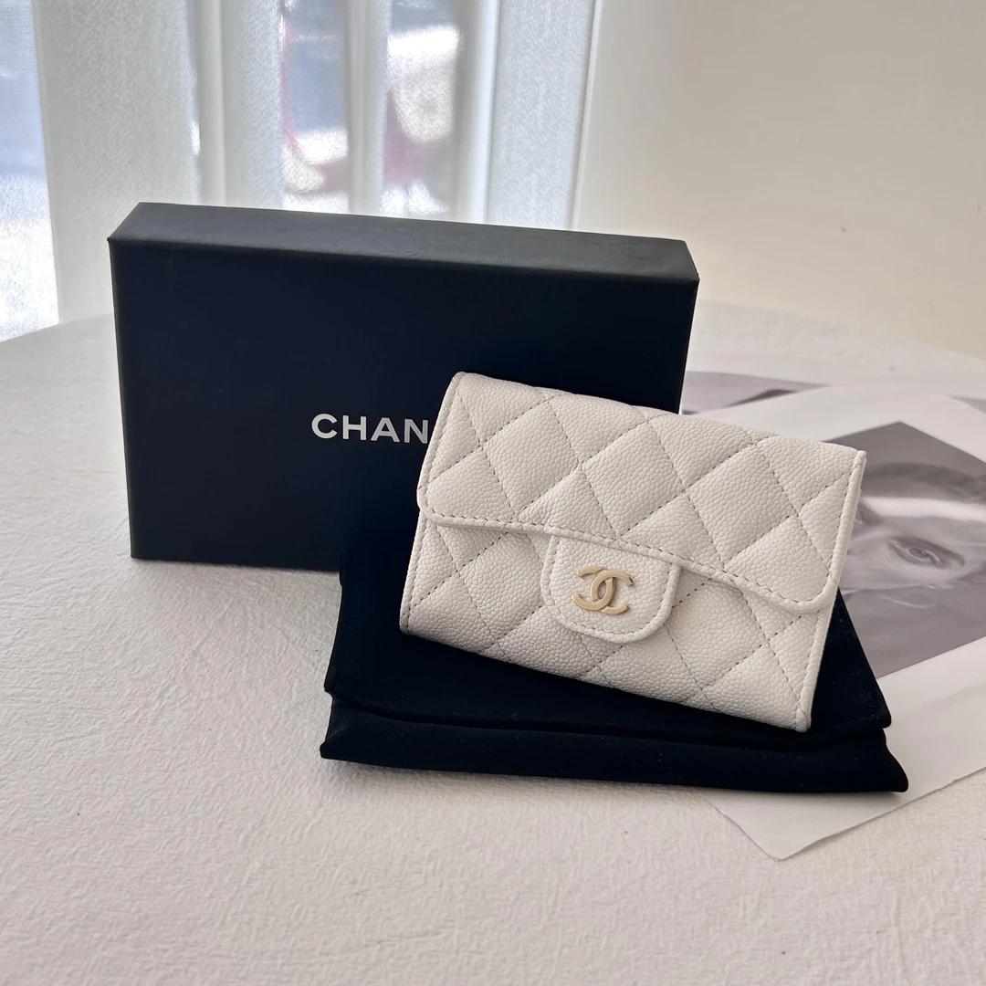 全新未使用 Chanel/香奈儿 香奈儿卡包白金荔枝纹/无公价/甄选