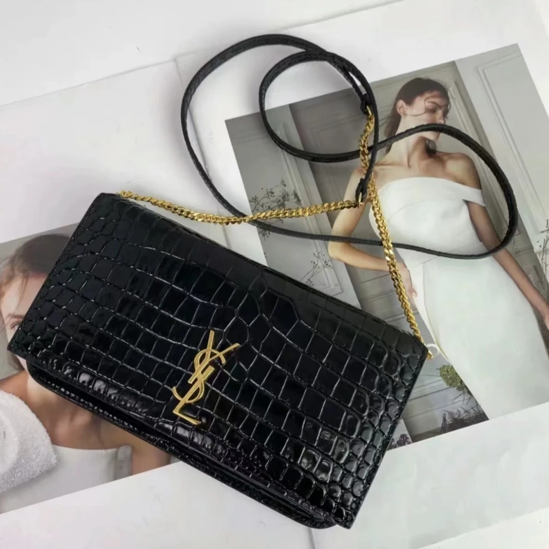 全新未使用 YSL/圣罗兰 cassandre黑金鳄压 单肩斜挎包/甄选
