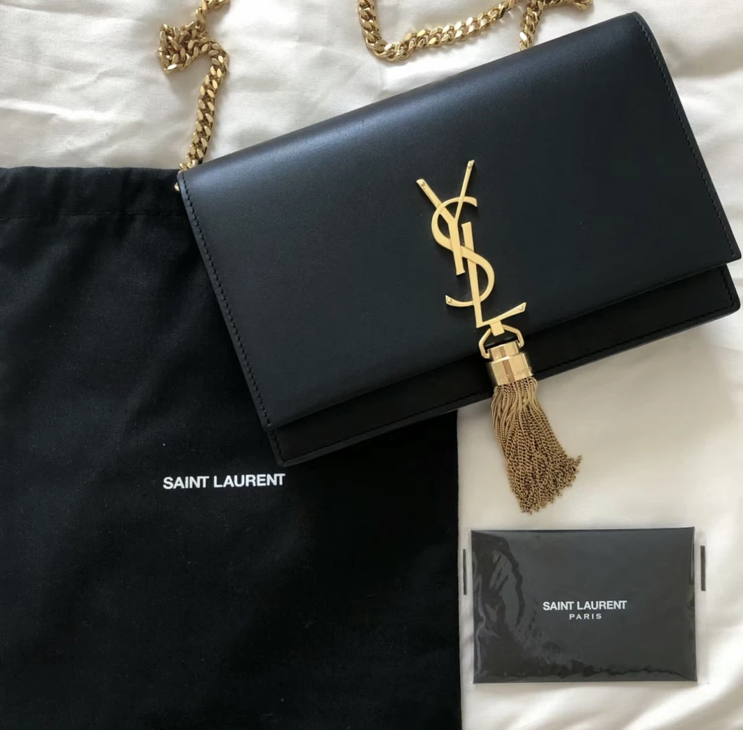 95新 YSL/圣罗兰 98新/ysl流苏woc小号黑金光面包/甄选