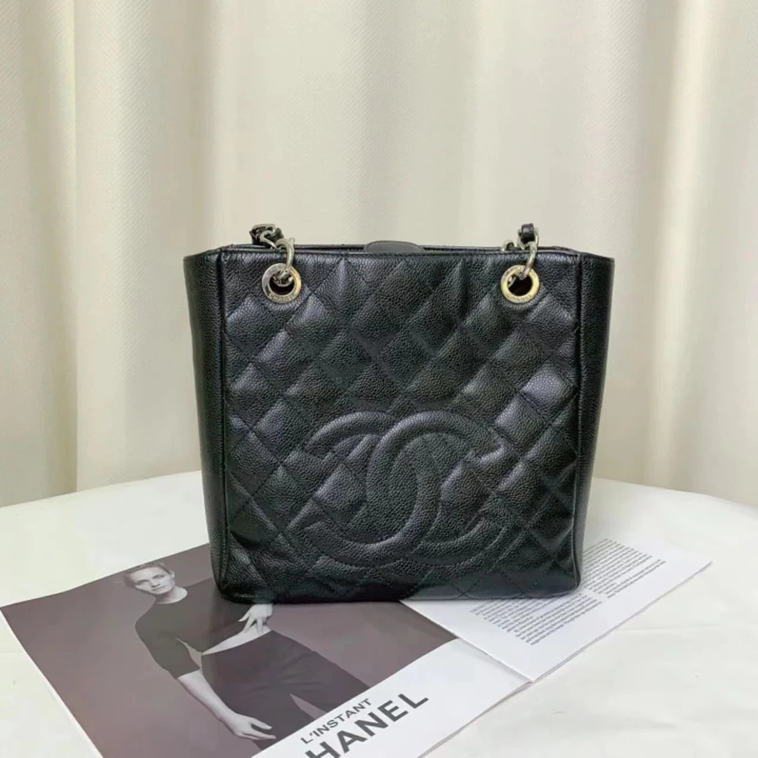 99新 Chanel/香奈儿 chanel pst黑银荔枝纹单肩包/无公价/甄选
