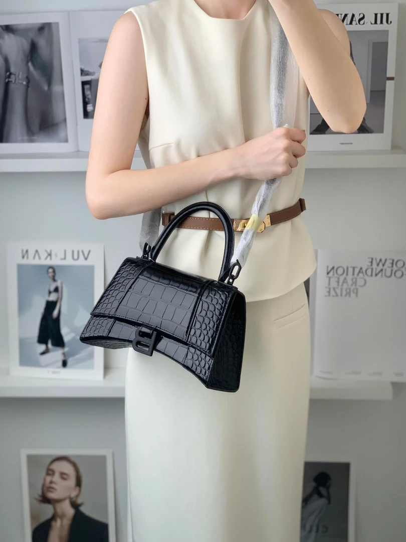 99新 Balenciaga/巴黎世家 沙漏s全黑so black鳄压/优品