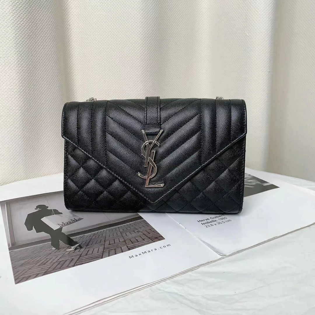 全新未使用 YSL/圣罗兰 新款信封黑银小号/公价18800/甄选