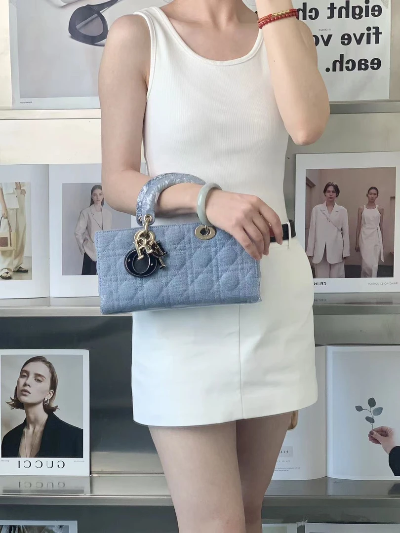 99新 DIOR/迪奥 dior迪奥横版戴妃中号丹宁牛仔包/公价29000/甄选