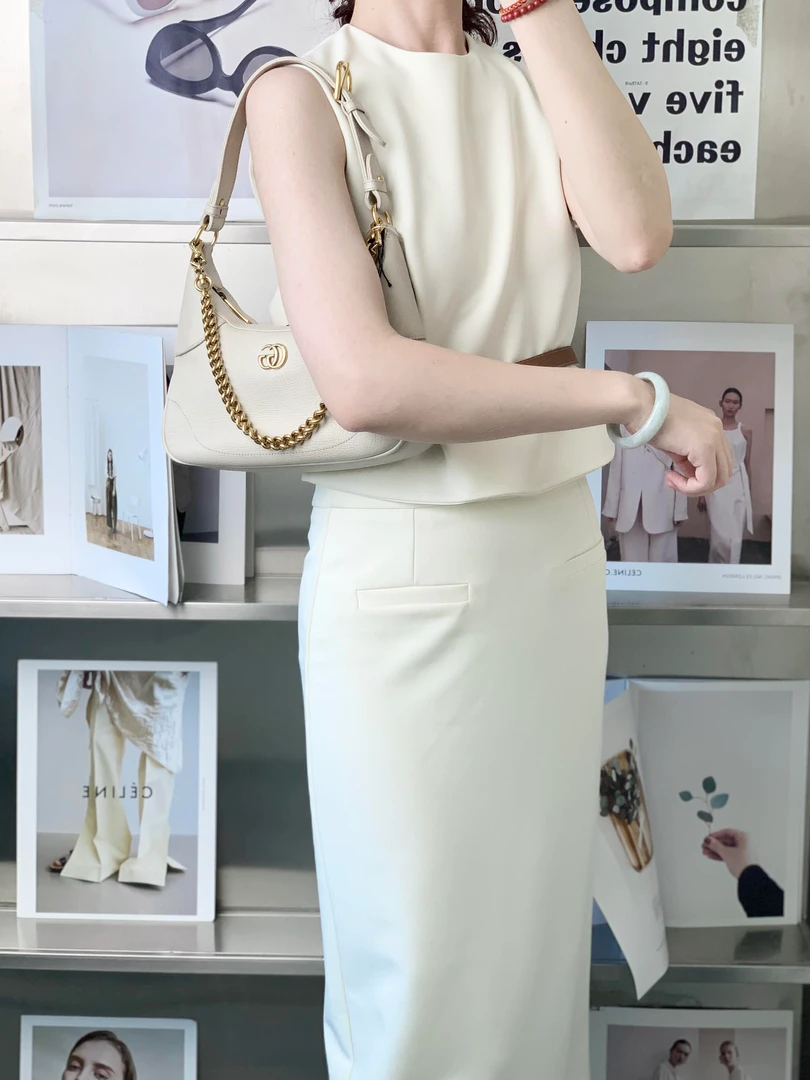 99新 GUCCI/古驰 gucci aphrodite新月腋下水泥灰色/无公价/甄选