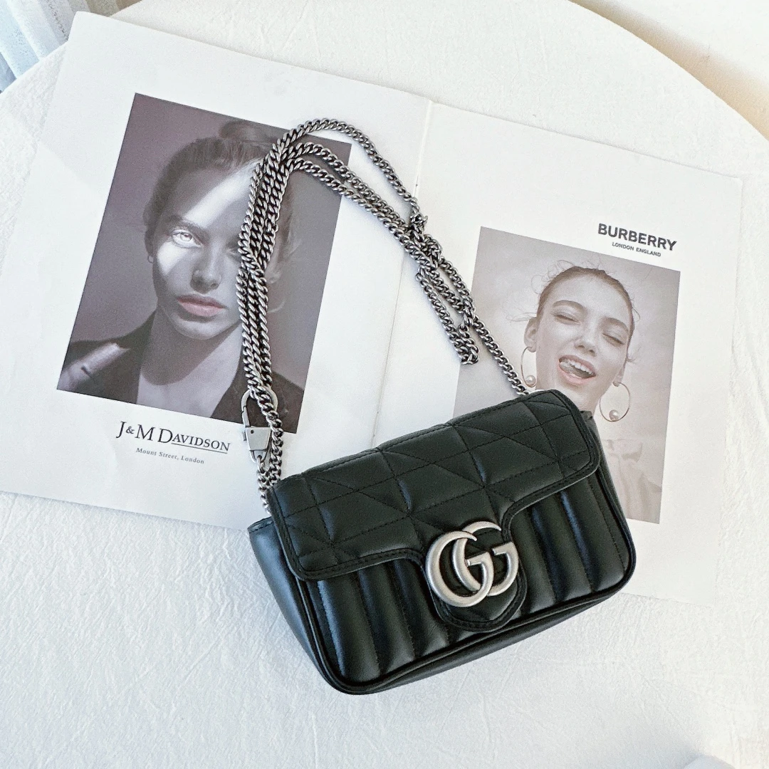 99新 GUCCI/古驰 古驰marmont mini黑银/甄选